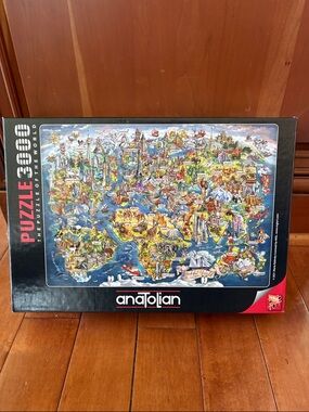 Anatolian Blue Illustrated World Map Puzzle - 3000 Piece
